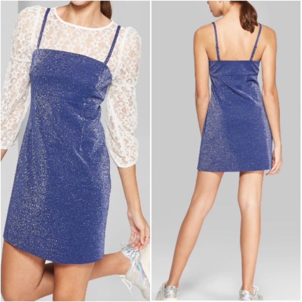 Blue sparkle Mini Dress L